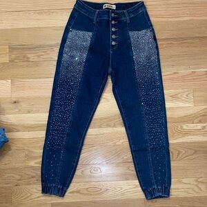 Rhinestone Midnight Blue Studded Jeans size XS